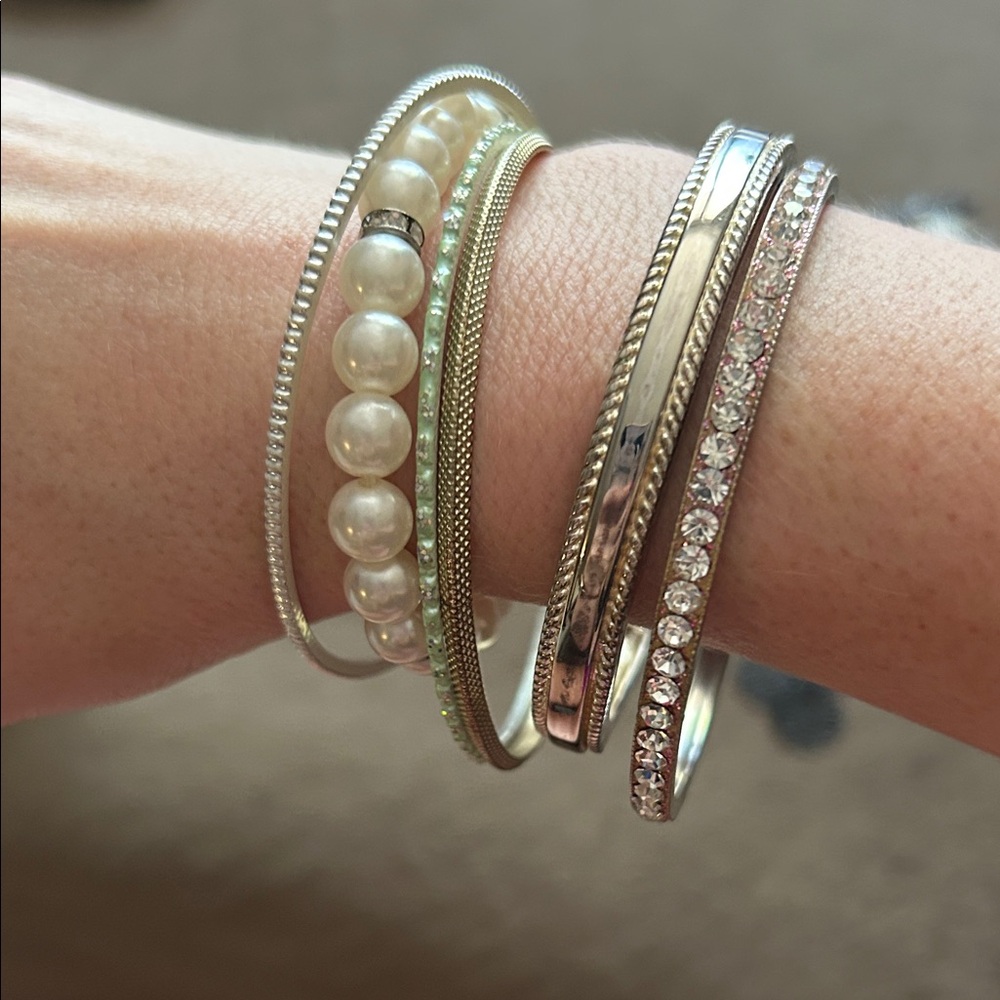 Elegant Silver and Gold Bracelet Set
